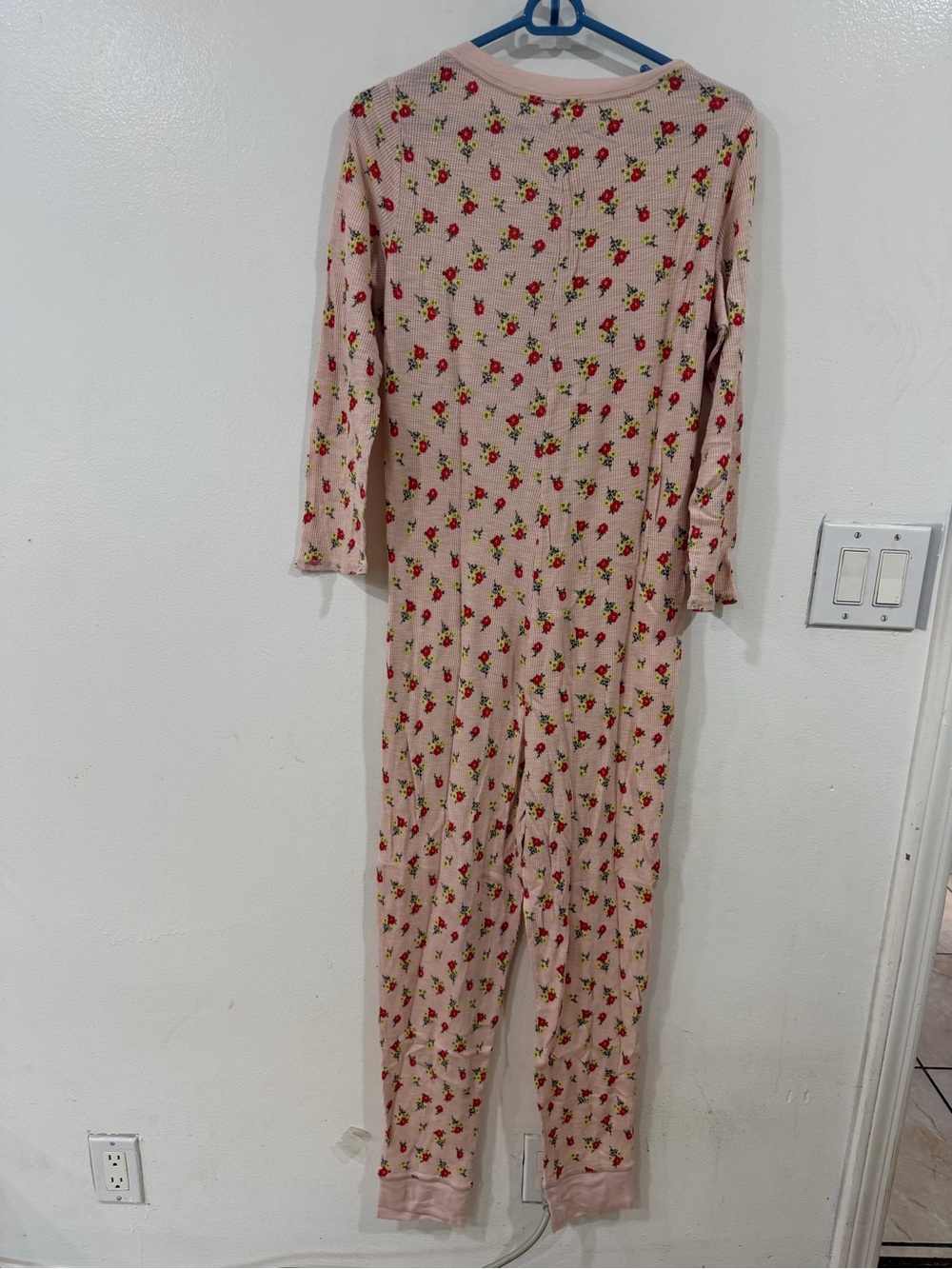 aerie Pink Floral Ribbed Girls One-Piece Footie Pajamas